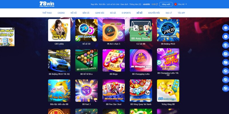 78win 24 Vô vàng sảnh xổ số cực hot cho bạn tham gia